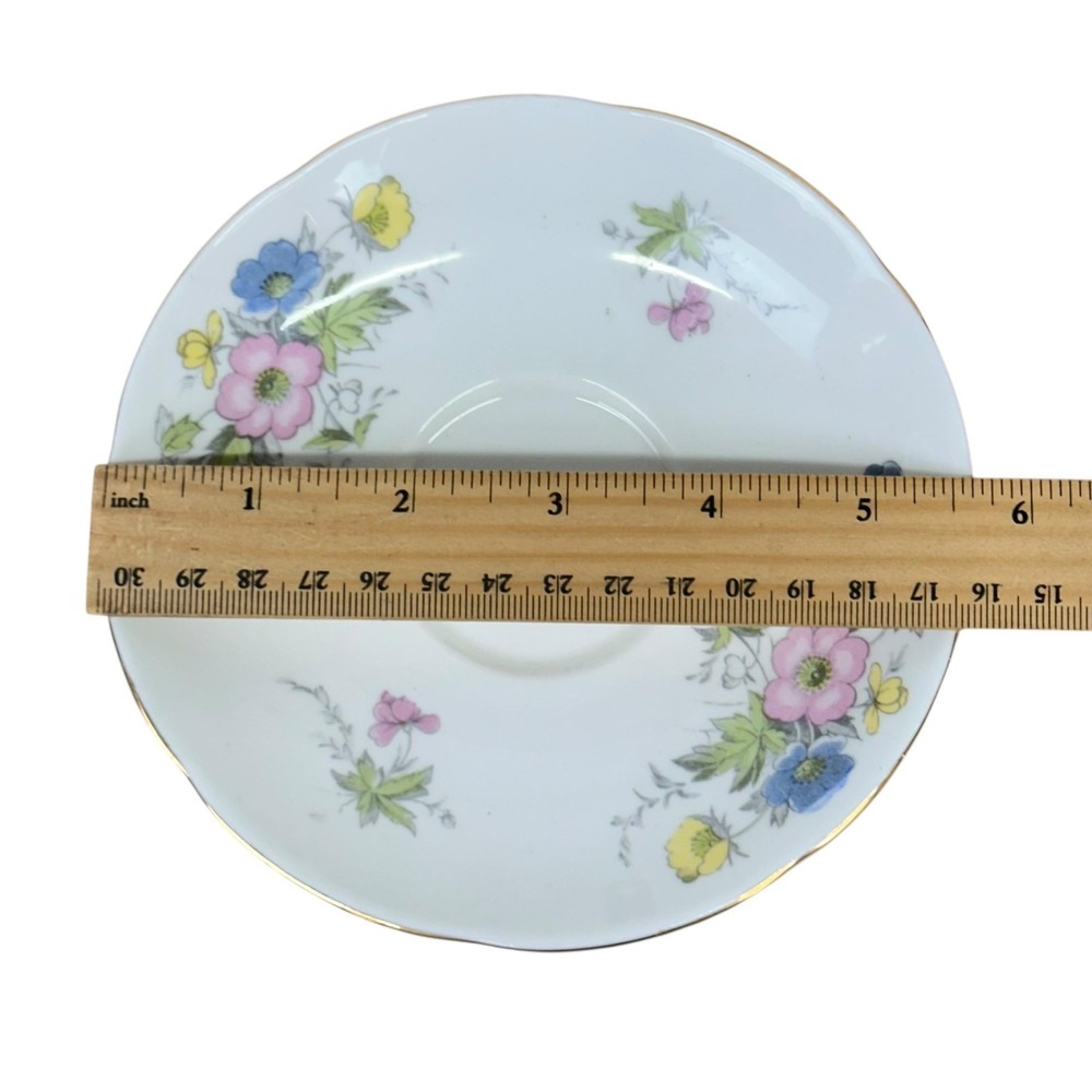 VTG Adderley LAWLEY Bone‎ China Pastel Floral Tea Cup Saucer Gold England M415 - Picture 10 of 11